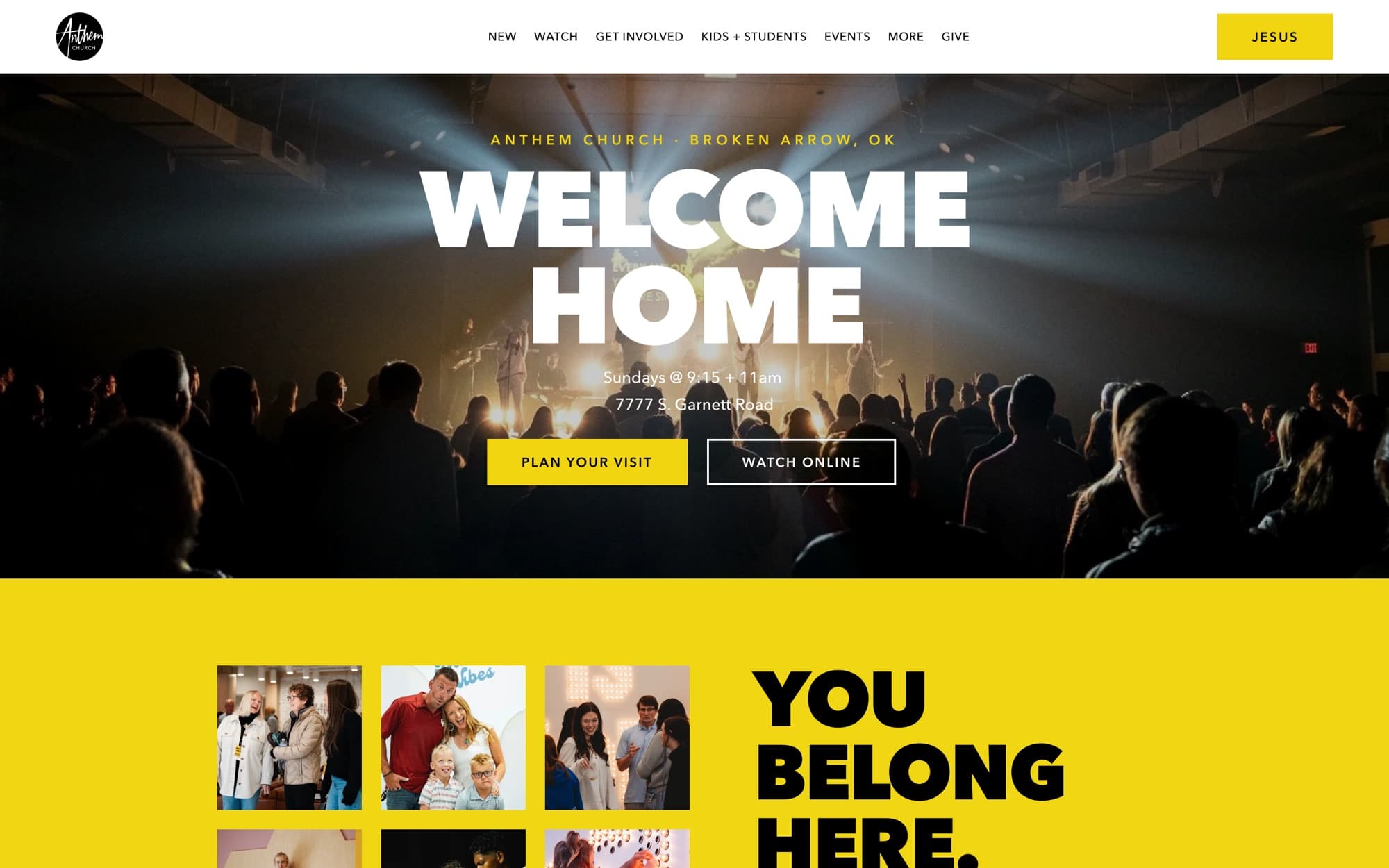 Anthem Church homepage after the redesign
